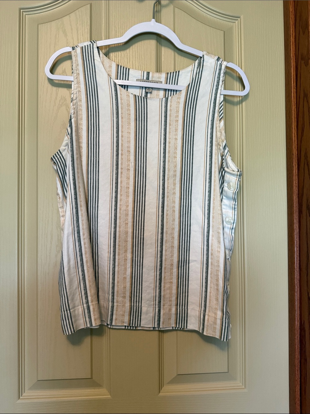 Liverpool Striped Sleeveless Tank - Cream & Green